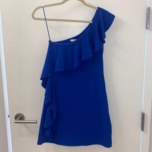 Susana Monaco one-shoulder stretchy blue dress